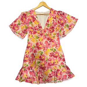 Adelyn Rae Bright Floral Mini Dress | Size Medium | EUC |